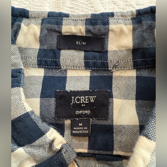 J Crew Navy and White Check Button Down Shirt Men’s Slim Fit Medium M - Picture 3 of 3